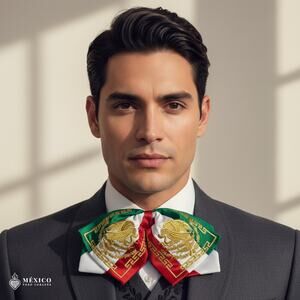 Mexican Embroidered Charro Moño – Traditional Satin Mariachi Bow Tie